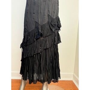 Surrealist Black Tiered Maxi Skirt Romantic Boho Whimsigoth